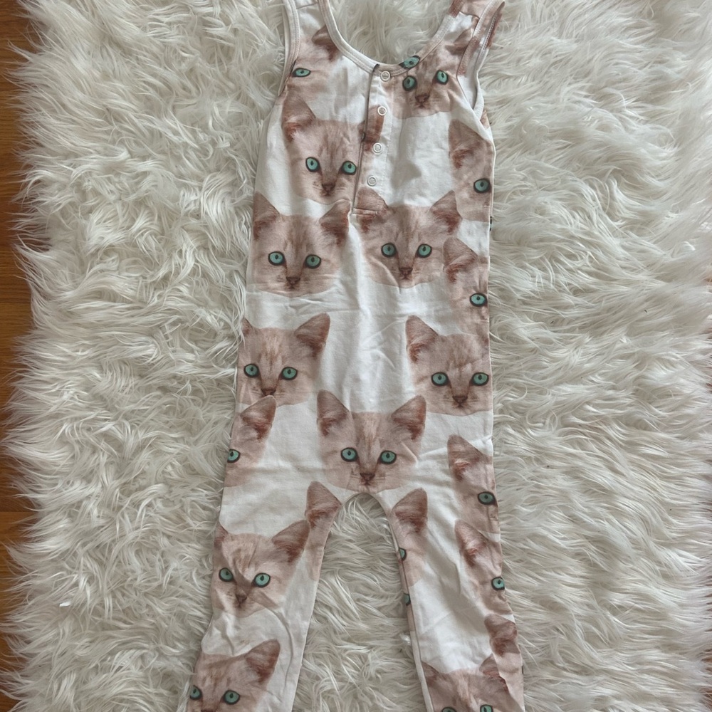 Cat Print Sleeveless Jumpsuit